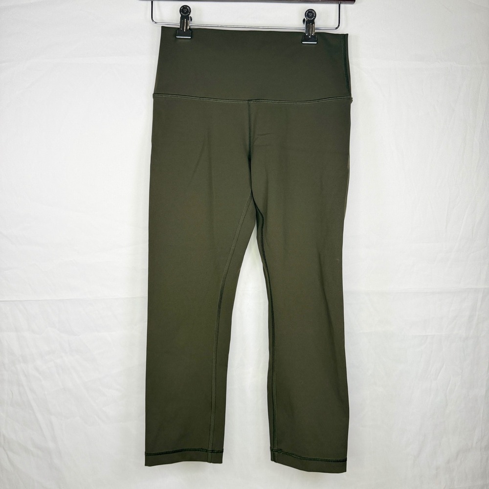 Lululemon Crop Leggings Womens 6 Dark Olive High Rise Athletic Pants